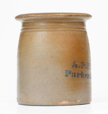 Unusual "A. P. Donoghho / Parkersburg, W. VA" Misspelled Stoneware Canning Jar