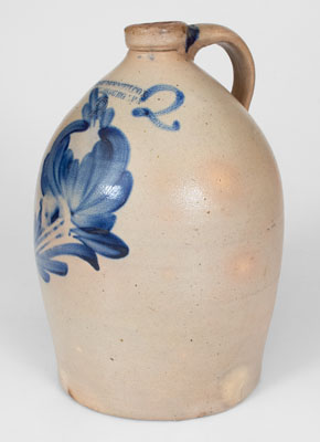 2 Gal. COWDEN & WILCOX / HARRISBURG, PA Stoneware Jug w/ Floral Decoration