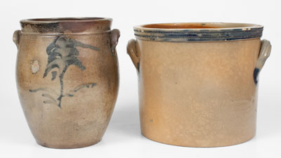 Lot of Two: Stoneware Jars incl. N. CLARK / ATHENS, NY w/ Coggled Rim