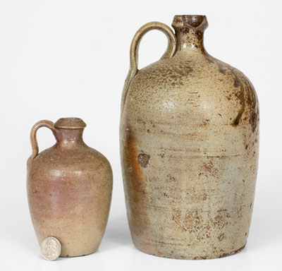 Lot of Two: North Carolina Stoneware Jugs incl. W. T. MACON and Incised 