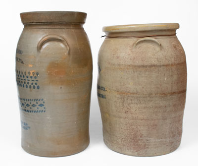 Lot of Two: DONAGHHO / PARKERSBURG, W. VA Stoneware Churn and Jar