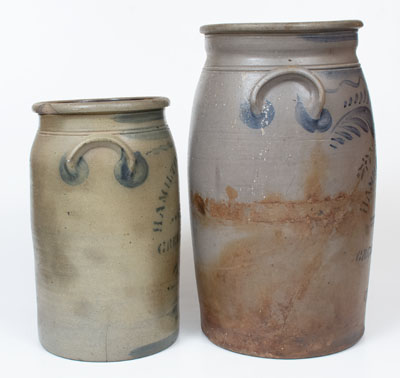 Lot of Two: HAMILTON & JONES / GREENSBORO, PA Stoneware Churn and Jar