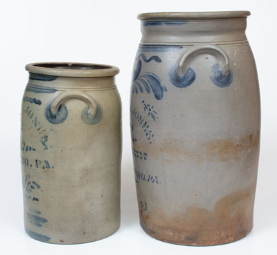 Lot of Two: HAMILTON & JONES / GREENSBORO, PA Stoneware Churn and Jar