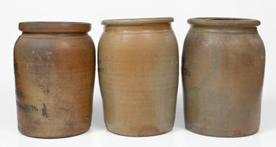 Lot of Three: A. P. Donaghho / Parkersburg, W. VA 2 Gal. Stoneware Jars