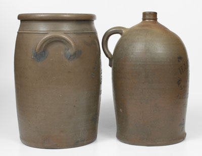 Lot of Two: HAMILTON & JONES / GREENSBORO, PA Stoneware Jug and Jar