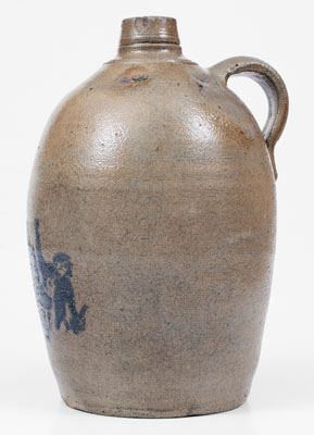 Very Rare Stoneware Jug w/ Stenciled Tavern Scene, attrib. Hamilton & Jones, Greensboro, PA