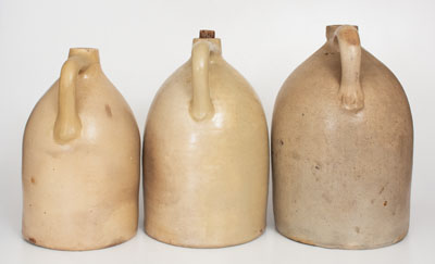 Lot of Three: Massachusetts Stoneware Jugs, circa 1870-80