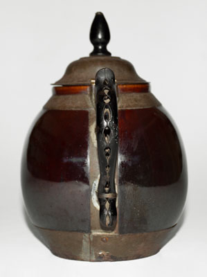 Scarce Stoneware Teapot w/ Tin Band Marked PAT. JUN, 27, 1876, F. SCHIFFERLE, ST. LOUIS, MO