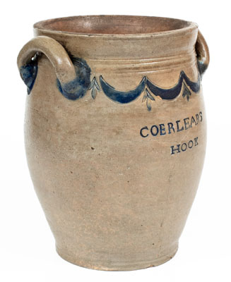 Very Rare COERLEARS HOOK / N. YORK Stoneware Jar, Thomas W. Commeraw, Manhattan, c1800