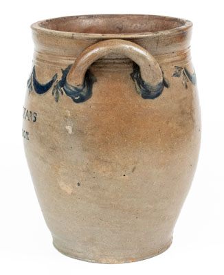 Very Rare COERLEARS HOOK / N. YORK Stoneware Jar, Thomas W. Commeraw, Manhattan, c1800
