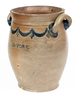 Very Rare COERLEARS HOOK / N. YORK Stoneware Jar, Thomas W. Commeraw, Manhattan, c1800