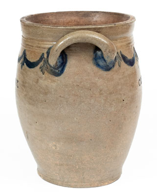 Very Rare COERLEARS HOOK / N. YORK Stoneware Jar, Thomas W. Commeraw, Manhattan, c1800