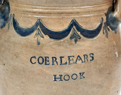 Very Rare COERLEARS HOOK / N. YORK Stoneware Jar, Thomas W. Commeraw, Manhattan, c1800