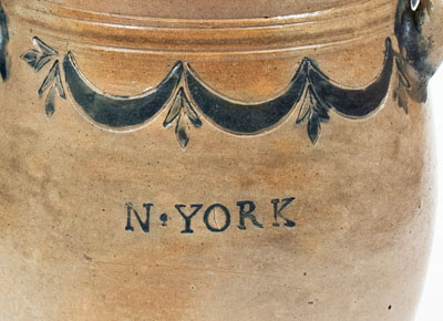 Very Rare COERLEARS HOOK / N. YORK Stoneware Jar, Thomas W. Commeraw, Manhattan, c1800