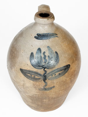 Rare A. DeHAVEN / MIDDLEBURY, OHIO Stoneware Jug w/ Floral Decoration