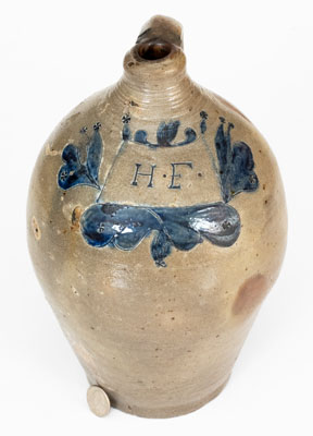 Very Rare New York City Stoneware Jug Incised "H. F.," early 19th century