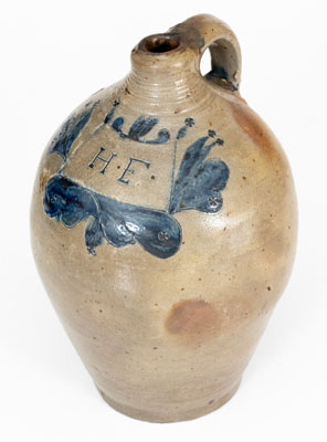 Very Rare New York City Stoneware Jug Incised "H. F.," early 19th century