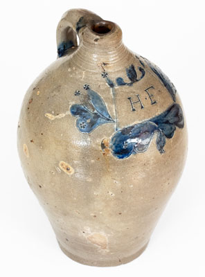 Very Rare New York City Stoneware Jug Incised "H. F.," early 19th century