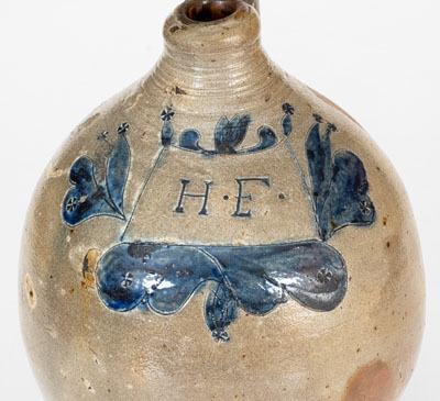 Very Rare New York City Stoneware Jug Incised "H. F.," early 19th century