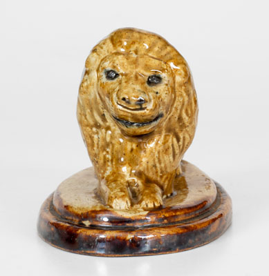 Small-Sized Stoneware Reclining Lion Figure, Mogadore, Ohio, late 19th century