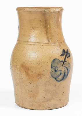 Attrib. Roseville, Ohio Stoneware Pitcher w/ Apple Decoration, c1875