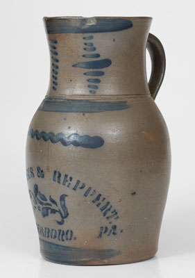 WILLIAMS & REPPERT / GREENSBORO, PA Stoneware Pitcher w/ Elaborate Decoration