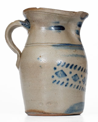 Scarce Half-Gallon Stoneware Pitcher w/ Stenciled and Freehand Decoration, attrib. A. P. Donaghho