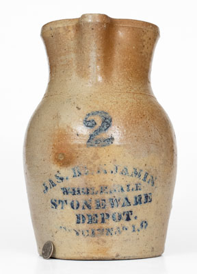 JAS. BENJAMIN / WHOLESALE STONEWARE DEPOT / CINCINNATI, O. Stoneware Pitcher