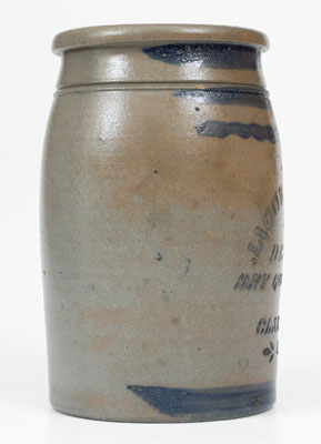 CLARINGTON, OHIO Stenciled Stoneware Advertising Jar