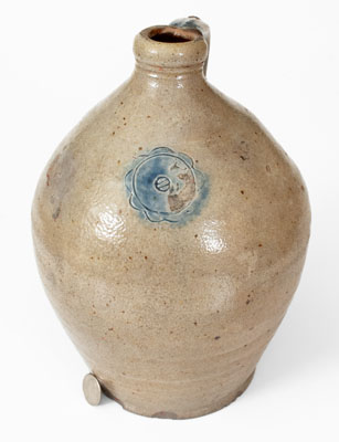 Stoneware Jug w/ Impressed Floral Motif, probably Josiah Chapman, Troy, NY, early 19th century