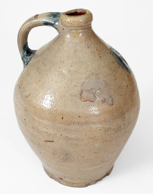 Stoneware Jug w/ Impressed Floral Motif, probably Josiah Chapman, Troy, NY, early 19th century