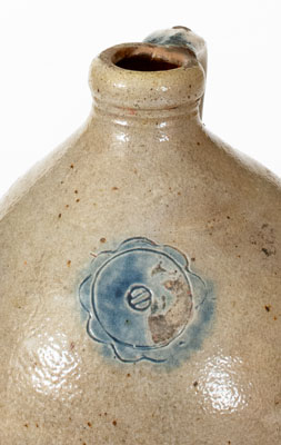 Stoneware Jug w/ Impressed Floral Motif, probably Josiah Chapman, Troy, NY, early 19th century