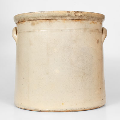 Fine BOSTON 6 Gal. Stoneware Crock w/ Elaborate Bird and Banner Decoration, Dated 1887