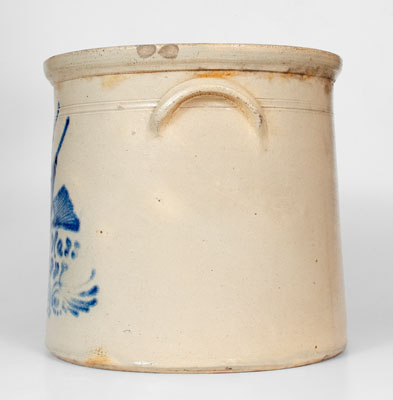 Fine BOSTON 6 Gal. Stoneware Crock w/ Elaborate Bird and Banner Decoration, Dated 1887