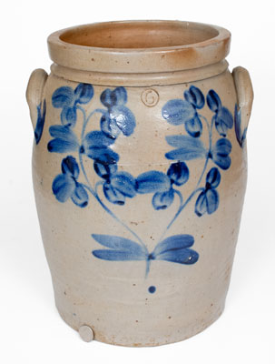 6 Gal. Baltimore, MD Stoneware Jar w/ Elaborate Clover Decoration, circa 1860