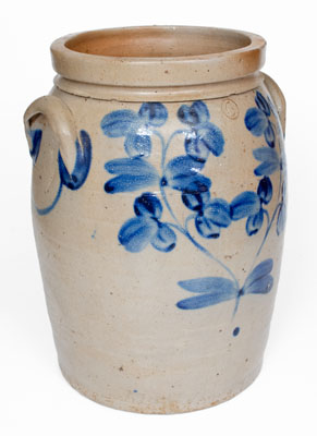 6 Gal. Baltimore, MD Stoneware Jar w/ Elaborate Clover Decoration, circa 1860