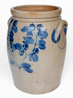 6 Gal. Baltimore, MD Stoneware Jar w/ Elaborate Clover Decoration, circa 1860