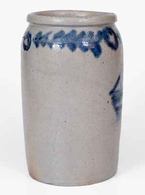 Very Rare Baltimore Stoneware Jar w/ Brushed Ship Decoration, probably Parr & Burland, c1820