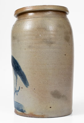 Rare Morgantown, WV Stoneware Jar with Cobalt Crane Decoration, attrib. David Greenland Thompson