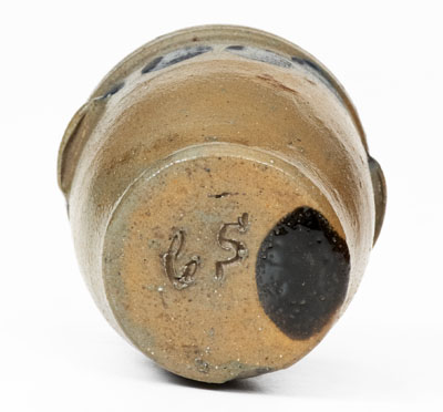 Rare Miniature Swank, Johnstown, PA Stoneware Jar w/ Cobalt Decoration, Inscribed 