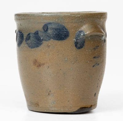 Rare Miniature Swank, Johnstown, PA Stoneware Jar w/ Cobalt Decoration, Inscribed "C. S."