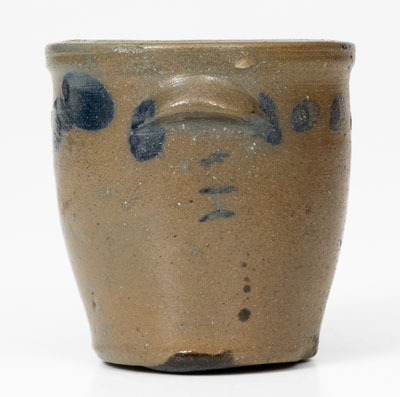Rare Miniature Swank, Johnstown, PA Stoneware Jar w/ Cobalt Decoration, Inscribed "C. S."