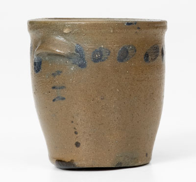 Rare Miniature Swank, Johnstown, PA Stoneware Jar w/ Cobalt Decoration, Inscribed "C. S."