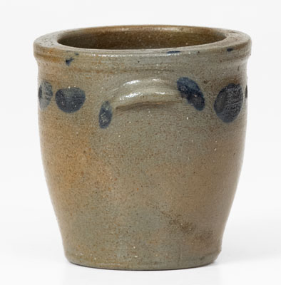 Rare Miniature Swank, Johnstown, PA Stoneware Jar w/ Cobalt Decoration, Inscribed "C. S."