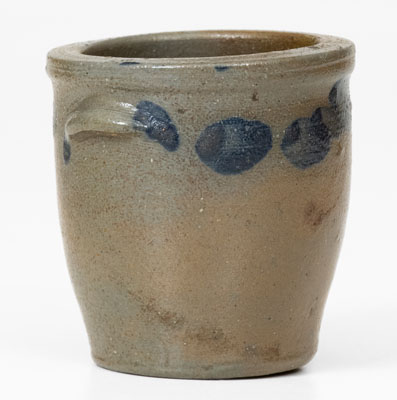 Rare Miniature Swank, Johnstown, PA Stoneware Jar w/ Cobalt Decoration, Inscribed "C. S."