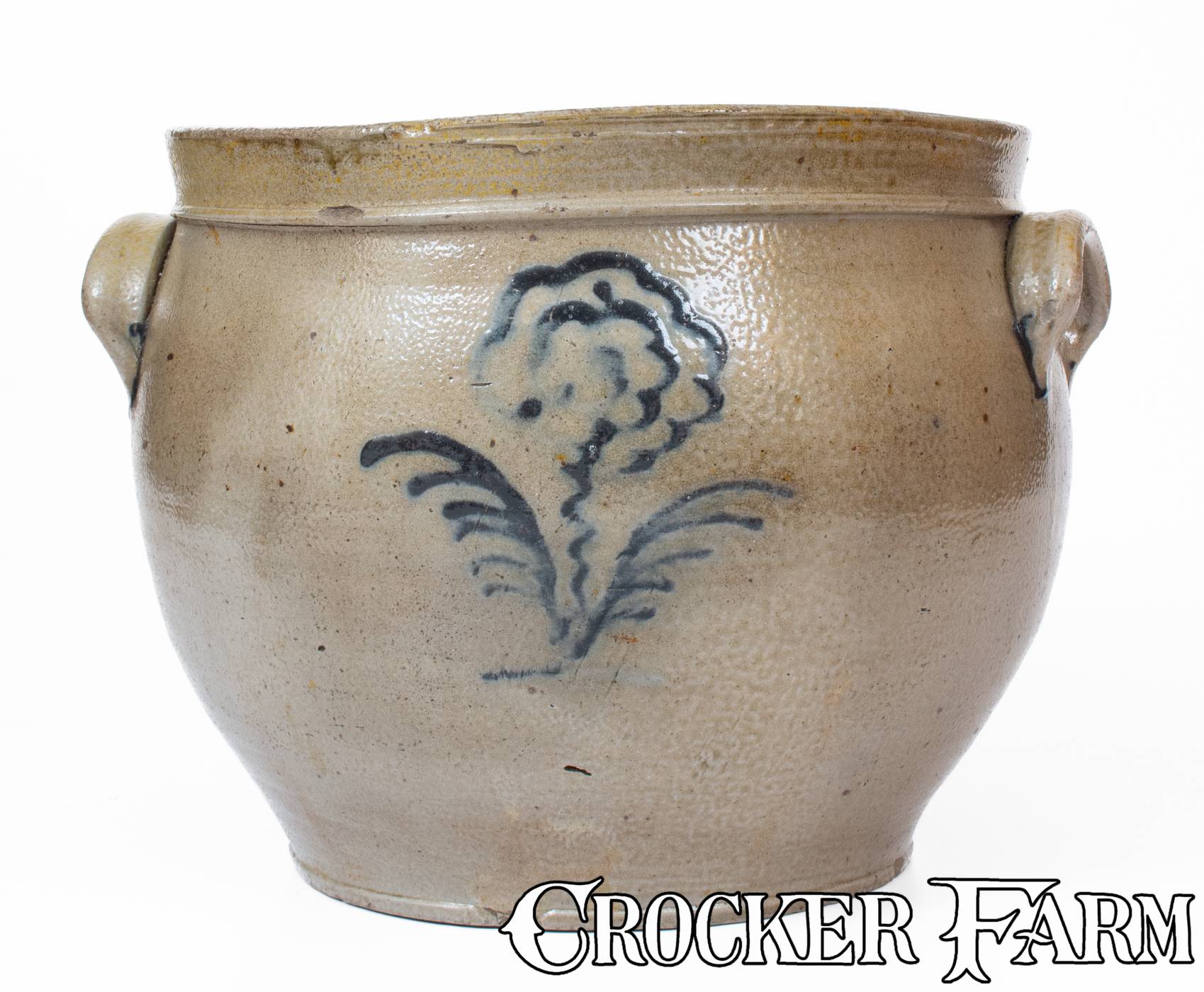 Clark Howe Attrib. Howe & Clark, Athens, NY 3 Gal. Stoneware Jar w/ Slip-Trailed ...