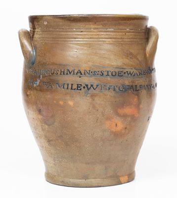 Very Rare PAUL CUSHMAN / 1809 Stoneware Crock with Two-Line 