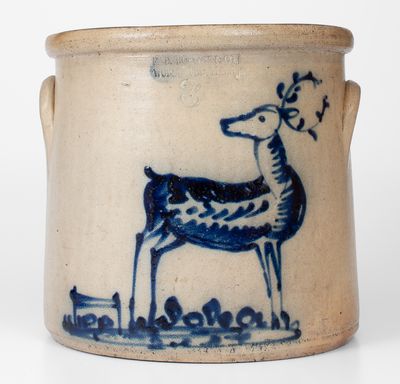 Extremely Rare F. B. NORTON & CO. / WORCESTER, MASS. Crock w/ Elaborate Deer Decoration