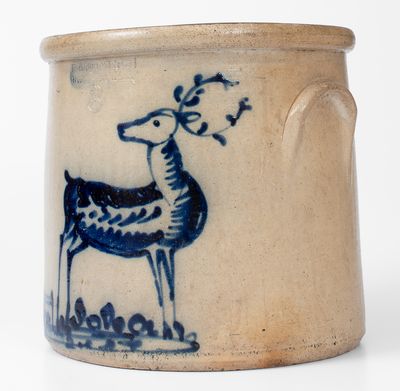 Extremely Rare F. B. NORTON & CO. / WORCESTER, MASS. Crock w/ Elaborate Deer Decoration