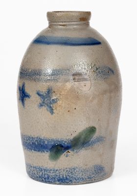 Rare Western PA Stoneware Canning Jar w/ Stars and Stripes Decoration